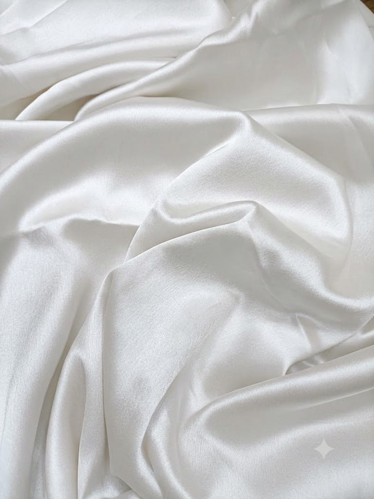 Lustrous Pastel Satin Silk White – Artisan Weave for Bridal & Occasion Wear (1 Mtr)